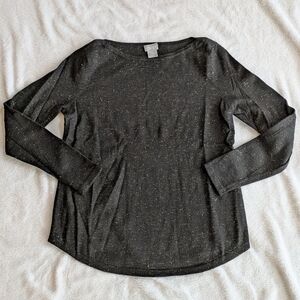 Chico's Black w/ Gold Thread Bateau Neck Sweater Size XS (Chico's Size 00)